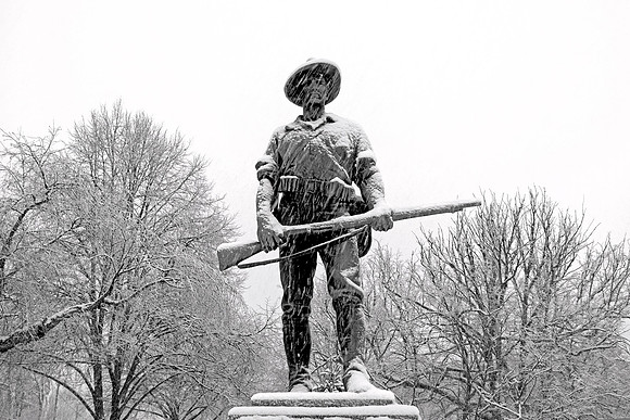 Spanish American War Monument Winter BW