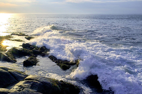 Halibut Point Surf at Sunset - Rockport MA