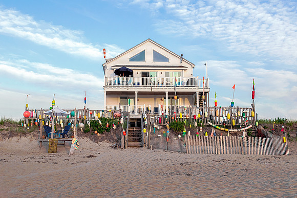 New England Beach Cottage at Dawn - Bouys