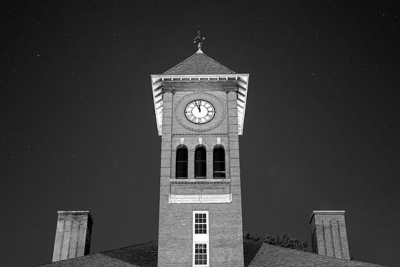 Walnut Square Clock Tower - Night BW