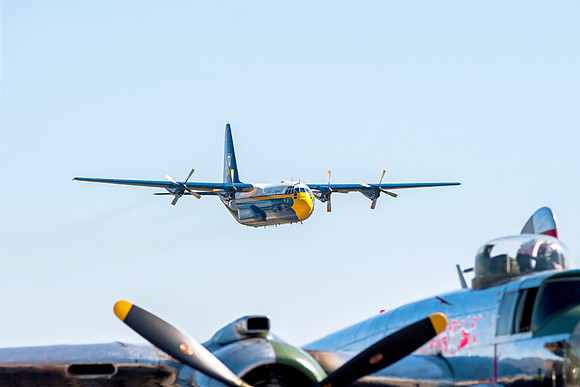 Blue Angels C 150 Cargo Plane - In Flight