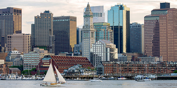 Boston Waterfront - Custom House Tower with Sailboat
