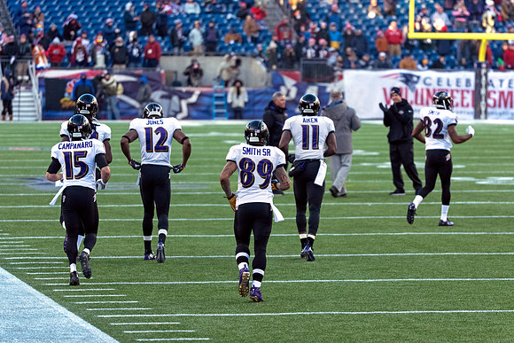 Steve Smith SR & Baltimore Ravens Recievers take the field
