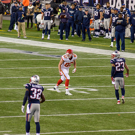 Travis Kelce Lines Up - 2015 AFC Divisional Playoff Game
