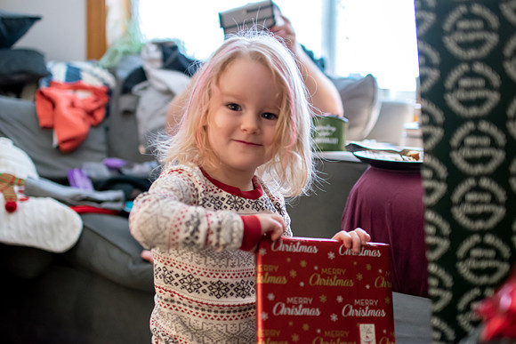 Evie Opening a Present Christmas 2019