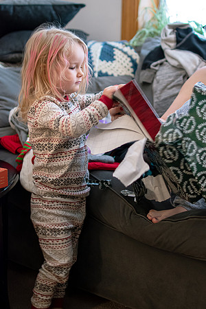 Evie opening Finns Present Christmas 2019